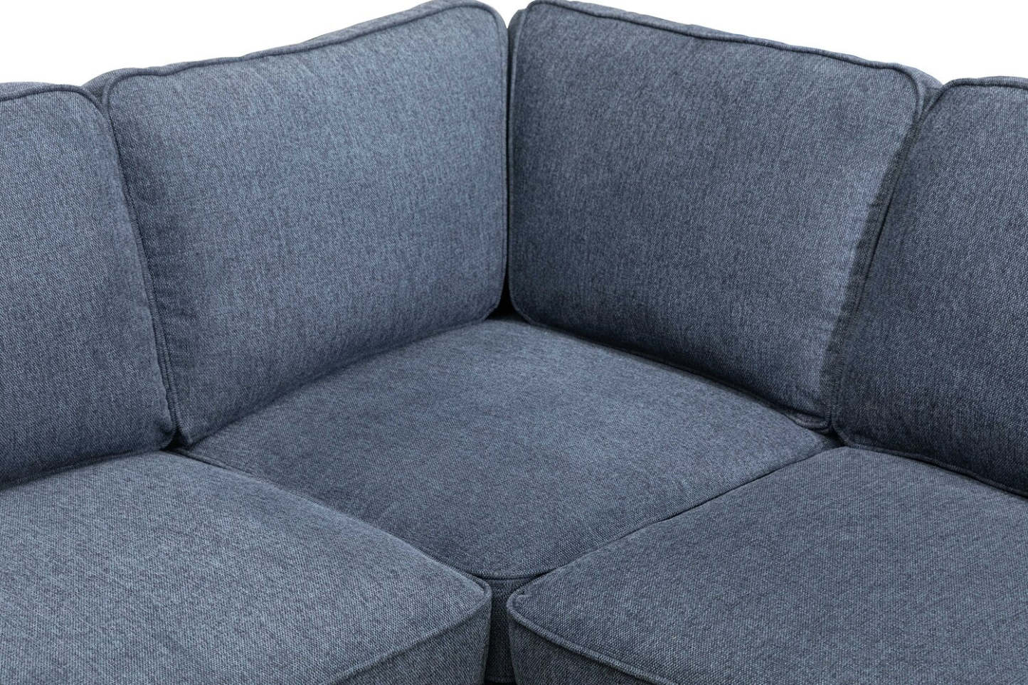 Canapé sectionnel Kassia de Kort &amp; Co. 2 pièces en tissu d'apparence lin avec base et pattes en bois - bleu