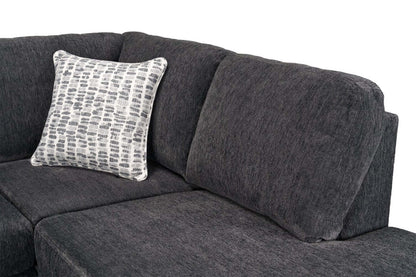 Fabriqué au Canada, canapé-lit sectionnel Morgan 2 pièces à droite en tissu de chenille avec coussins décoratifs - gris