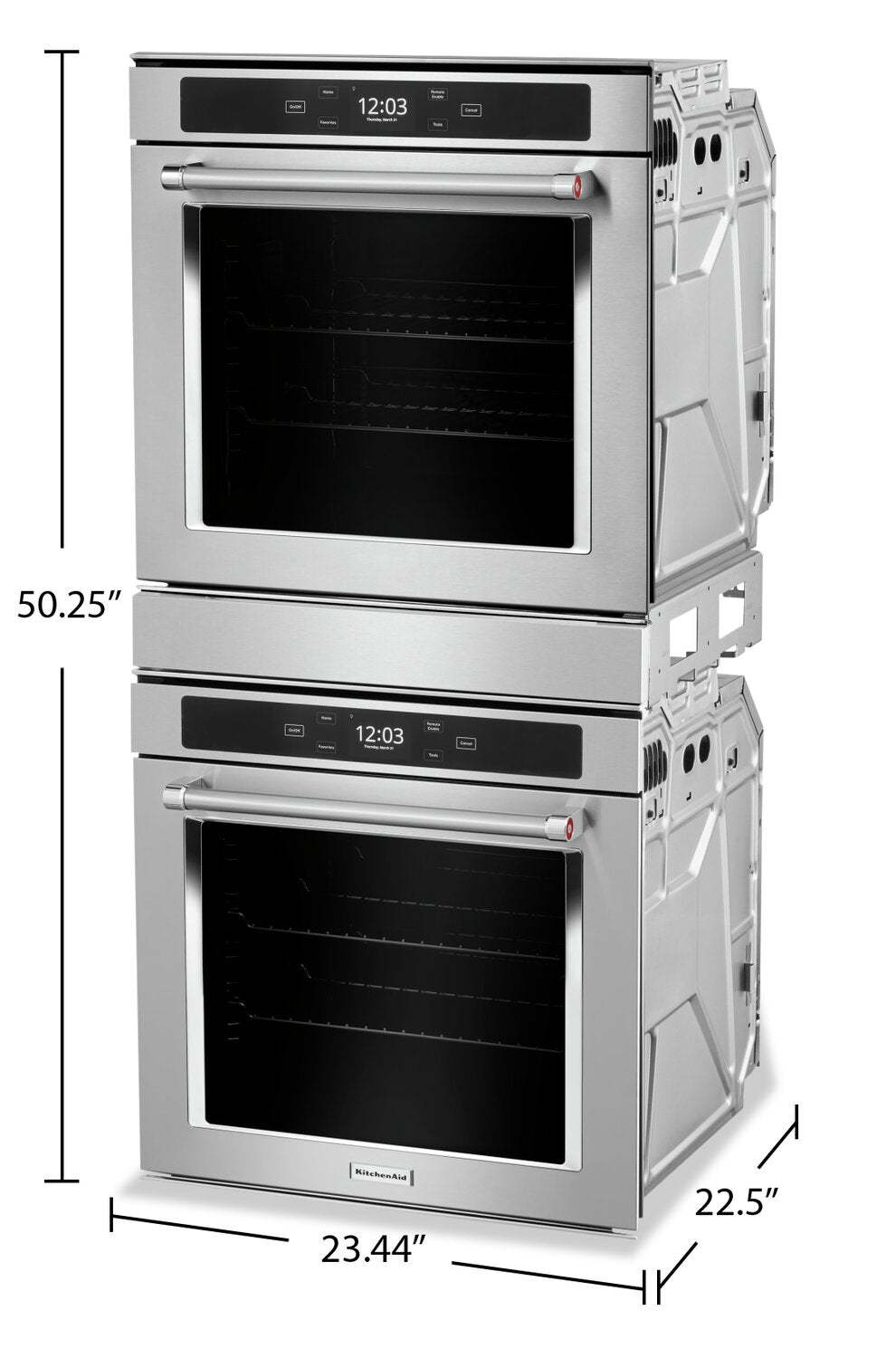 Four mural double KitchenAid de 5,2 pi3 avec convection véritable - KODC504PPS | KODC504S