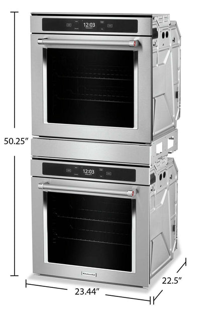 Four mural double KitchenAid de 5,2 pi3 avec convection véritable - KODC504PPS | KODC504S