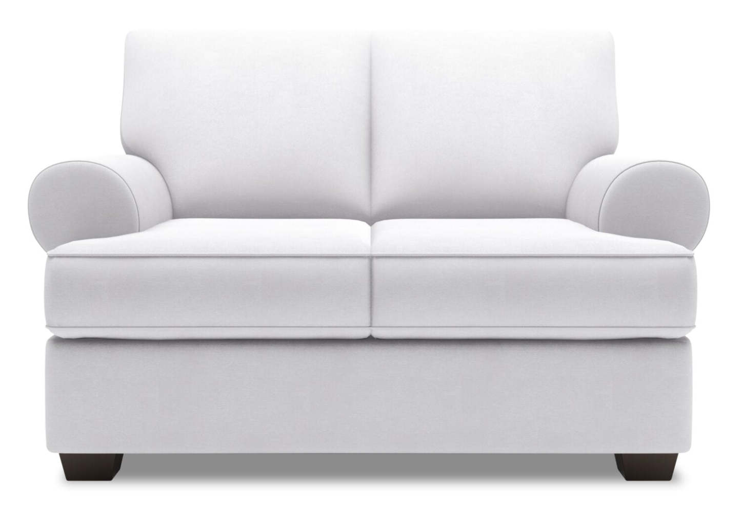 Fabriqué au Canada Causeuse personnalisable Roll de Sofa Lab de 64 po en tissu d'apparence lin avec accoudoirs enroulés - blanc Pax Ice | RO203449