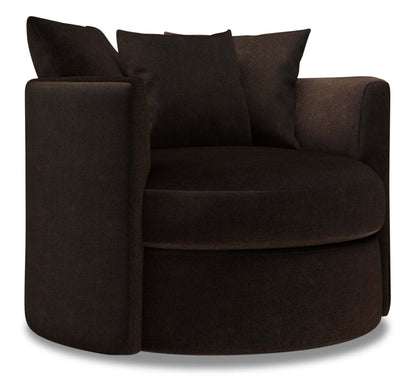 Made in Canada Sofa Lab Fauteuil d’appoint pivotant personnalisable Nest de 41 po en tissu de chenille - brun Luxury Chocolate | NEST3293