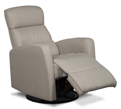 Fauteuil inclinable et berçant pivotant en tissu d'apparence lin Penny 29.1 - Taupe | Fauteuil berçant, pivotant et inclinable Penny de 29,1 po en tissu d'apparence lin - taupe
