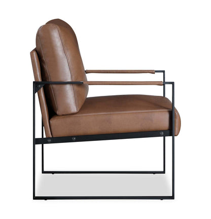 Nico 24.75 Fauteuil d'appoint en similicuir avec pieds en métal - Marron | Fauteuil d'appoint Nico de 24,75 po en similicuir avec pattes en métal - brun