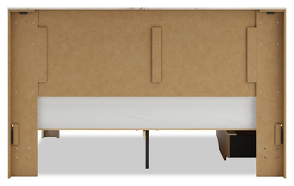 Lit de rangement Derekson blanc rustique avec 2 tiroirs latéraux intégrés - format très grand lit | Derekson Storage Bed with 2 Built-In Side Drawers, Rustic White - King Size