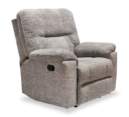 Fabriqué au Canada Fauteuil inclinable coulissant Fynn 40 en tissu chenille - Gris tourterelle | Fauteuil coulissant inclinable Fynn de 40 po fabriqué au Canada en tissu de chenille - gris tourterelle