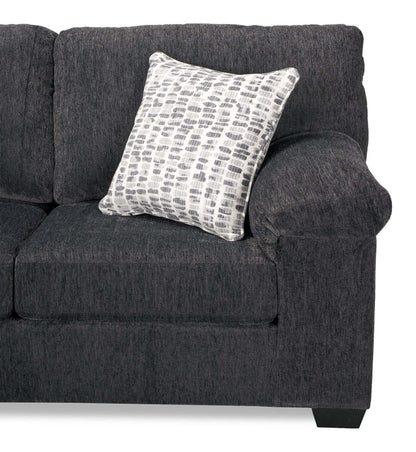 Fabriqué au Canada, canapé sectionnel de gauche Morgan 2 pièces en tissu de chenille avec sofa et coussins décoratifs - gris