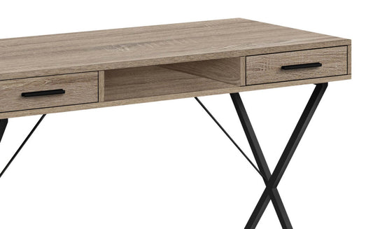 Bureau Rowan 42 avec 2 tiroirs et compartiment ouvert - Taupe|Bureau Rowan de 42 po à 2 tiroirs et compartiment ouvert - taupe