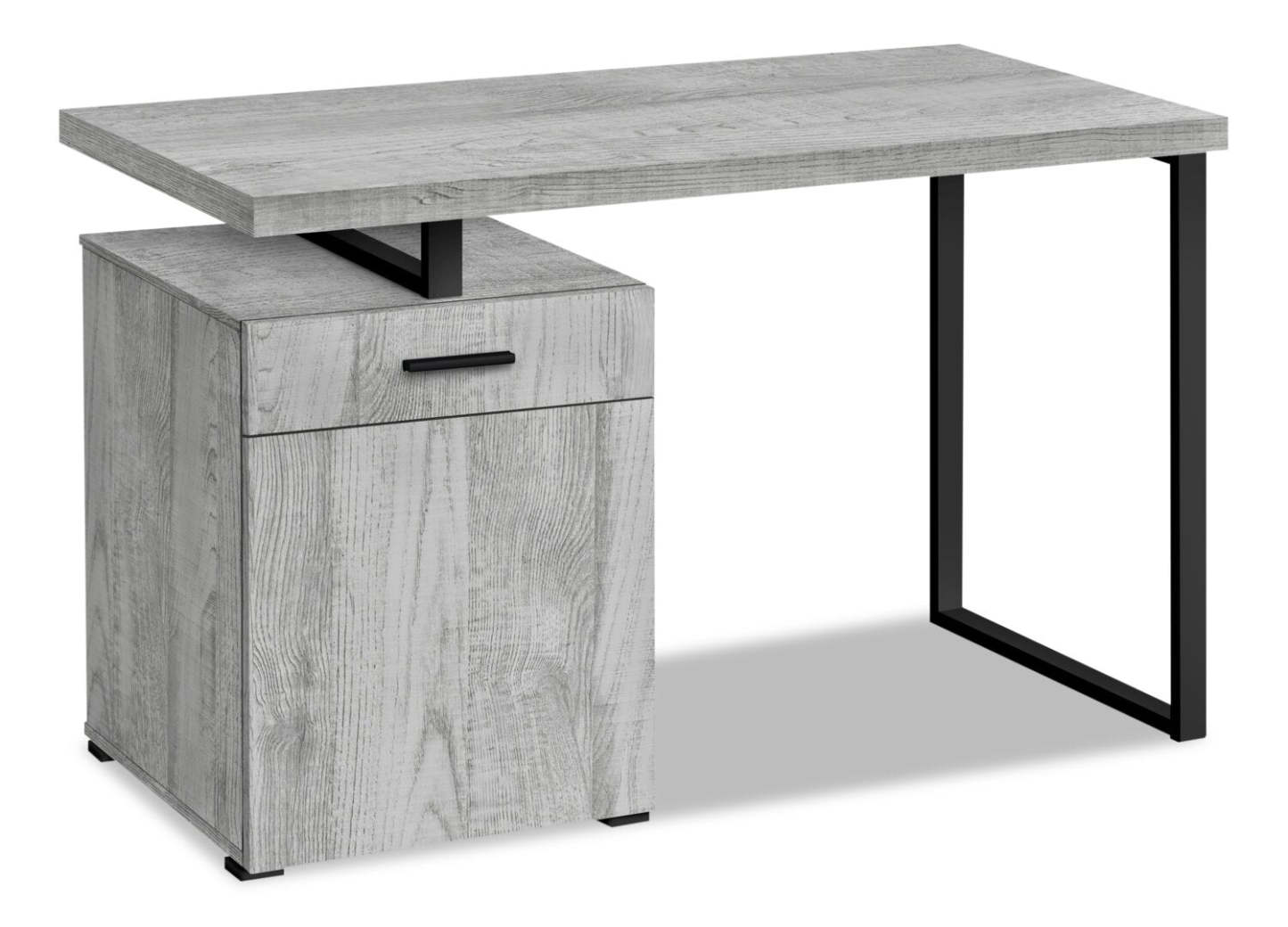Bureau réversible Remi 47.25 avec tiroir et armoire - Gris|Bureau réversible Remi de 47,25 po avec tiroir et armoire - gris
