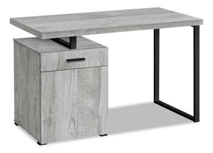 Bureau réversible Remi 47.25 avec tiroir et armoire - Gris|Bureau réversible Remi de 47,25 po avec tiroir et armoire - gris