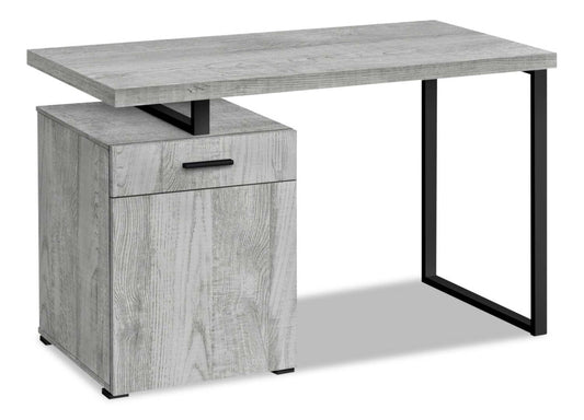 Bureau réversible Remi 47.25 avec tiroir et armoire - Gris|Bureau réversible Remi de 47,25 po avec tiroir et armoire - gris