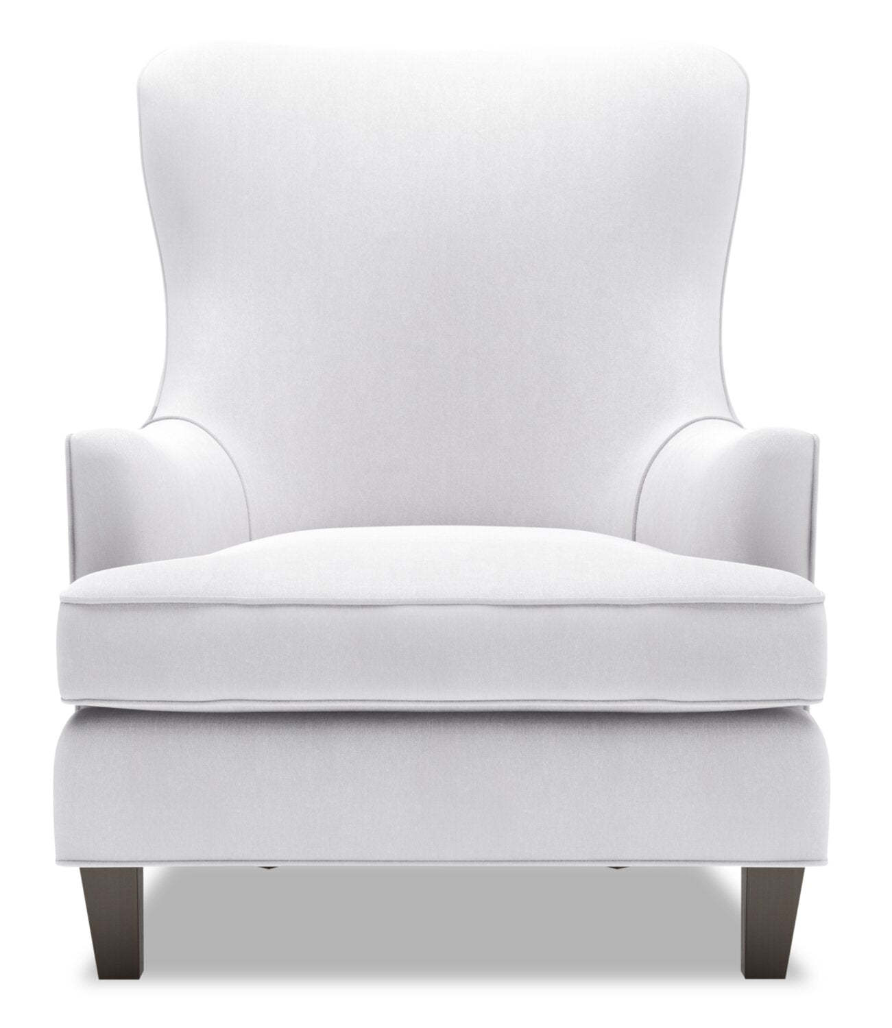 Made in Canada Sofa Lab Fauteuil d’appoint à oreilles personnalisable 32 po en tissu d’apparence lin - blanc Pax Ice | WING3449