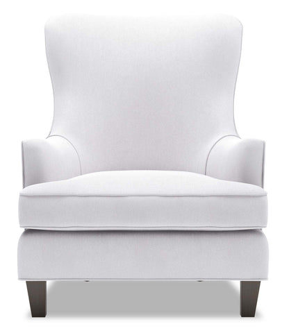 Made in Canada Sofa Lab Fauteuil d’appoint à oreilles personnalisable 32 po en tissu d’apparence lin - blanc Pax Ice | WING3449