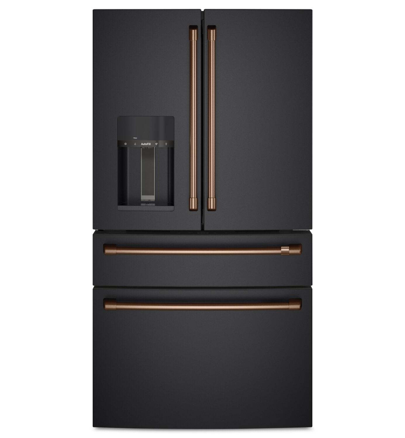 Café Ensemble de 4 poignées en cuivre brossé pour réfrigérateur à portes françaises - CXQB4H4PNCU | Trousse de poignées Café 4 pièces cuivre brossé pour réfrigérateur à portes françaises - CXQB4H4PNCU | CXQB4HCU