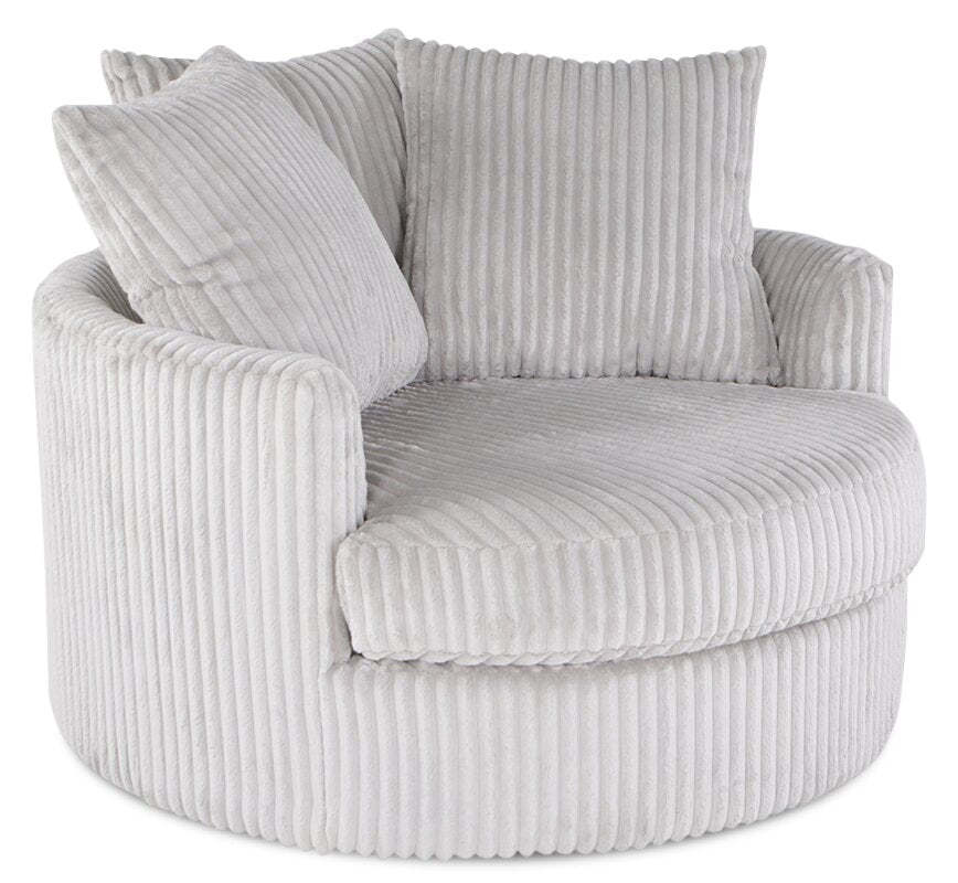 Fauteuil d’appoint Cuddler Grande de 48 po fabriqué au Canada en tissu de chenille - gris Groove Mist