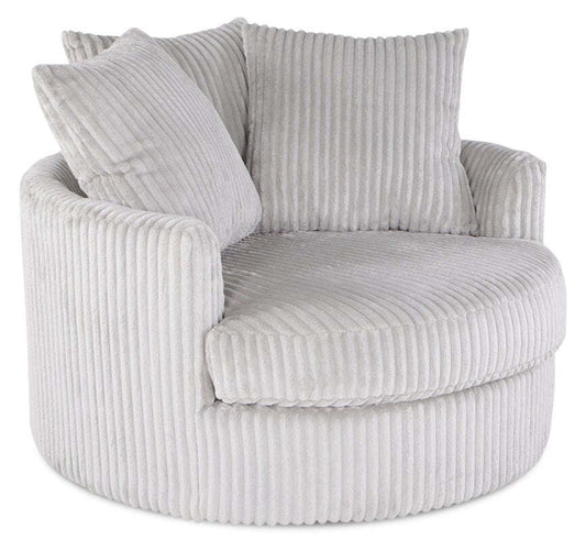 Fauteuil d’appoint Cuddler Grande de 48 po fabriqué au Canada en tissu de chenille - gris Groove Mist
