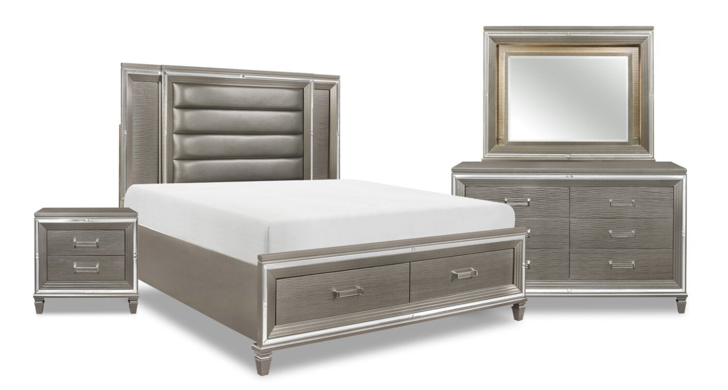 Max 6-Piece King Bedroom Package - Silver | Ensemble de chambre à coucher Max 6 pièces avec très grand lit - Argent | MAX2CKP6
