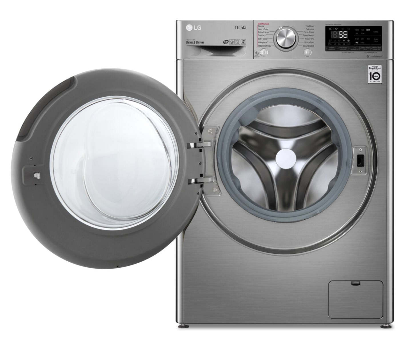 LG 2,6 pi³ Laveuse-sécheuse tout-en-un à la vapeur intelligente haute efficacité - Acier graphite - WM3555HV… | Laveuse-sécheuse tout-en-un à la vapeur intelligente haute efficacité LG de 2,6 pi³ à chargement fro…