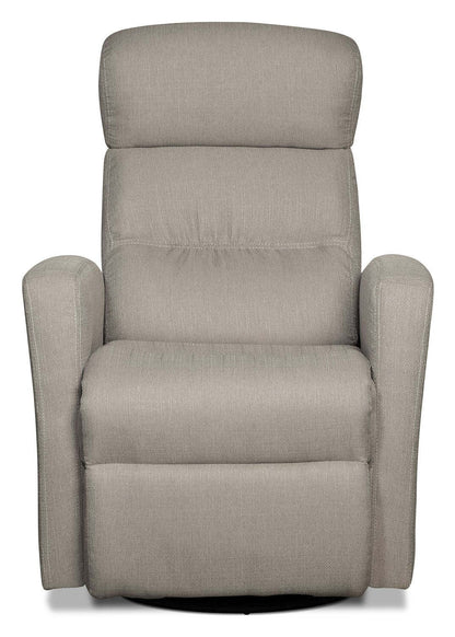 Fauteuil inclinable et berçant pivotant en tissu d'apparence lin Penny 29.1 - Taupe | Fauteuil berçant, pivotant et inclinable Penny de 29,1 po en tissu d'apparence lin - taupe