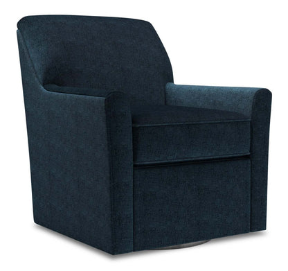 Fauteuil d'appoint pivotant personnalisable Sofa Lab de 31 po fabriqué au Canada en tissu - bleu Luxury Indigo | SWIV3193