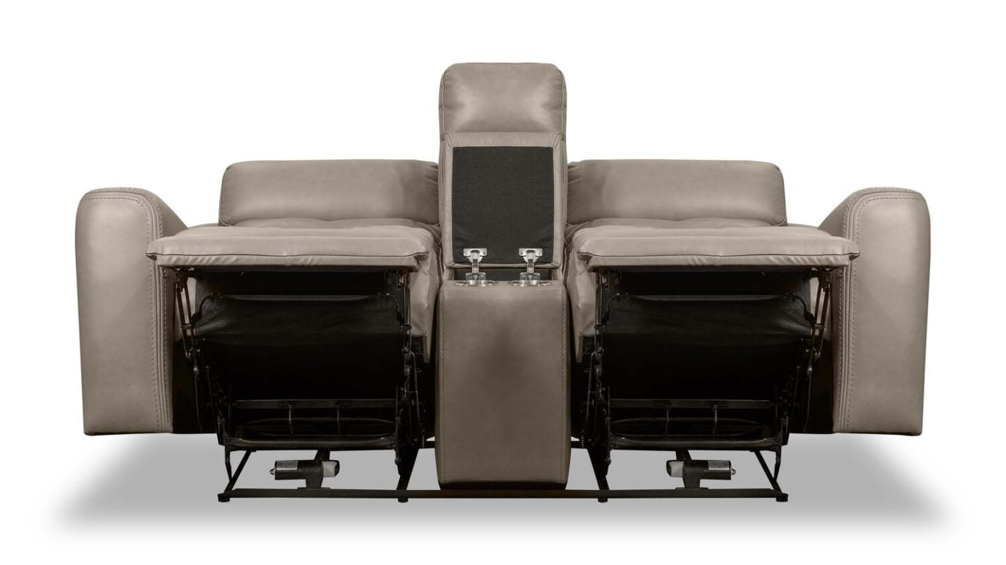 Scott Living Prescott 79 Genuine Leather Power Reclining Loveseat with Power Headrests - Grey | Causeuse à inclinaison électrique Prescott de Scott Living de 79 po en cuir véritable avec appuie-têtes électriques - grise