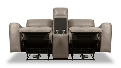 Scott Living Prescott 79 Genuine Leather Power Reclining Loveseat with Power Headrests - Grey | Causeuse à inclinaison électrique Prescott de Scott Living de 79 po en cuir véritable avec appuie-têtes électriques - grise