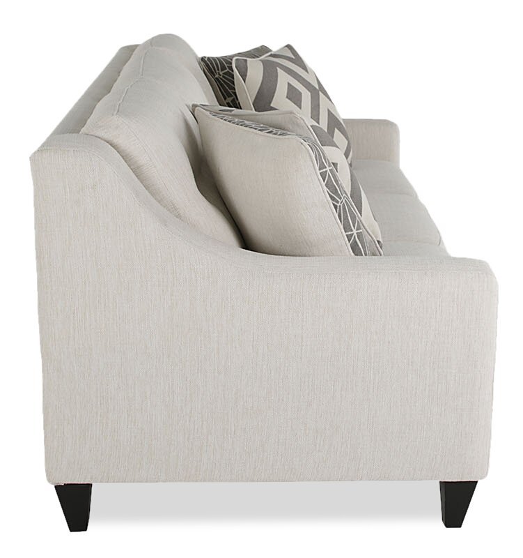 Fabriqué au Canada, canapé Kylie 78 de Cindy Crawford Home en tissu d'apparence lin avec pattes en bois - perle Zeus