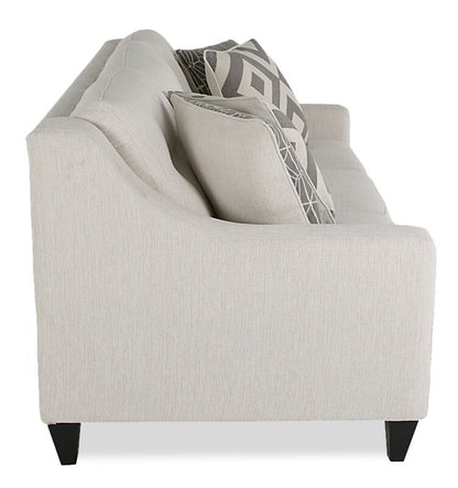 Fabriqué au Canada, canapé Kylie 78 de Cindy Crawford Home en tissu d'apparence lin avec pattes en bois - perle Zeus