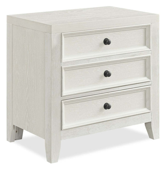 Casa Bedside 3-Drawer Nightstand with USB Port, 27W x 26.5H, Wood - White | Table de nuit Casa de 27 po (l) x 26,5 po (H) en bois à 3 tiroirs avec port USB - blanche