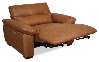 Bello 51.6 Leather-Look Fabric Power Reclining Chair - Brown | Fauteuil inclinable électrique Bello de 51,6 po en tissu aspect cuir - brun