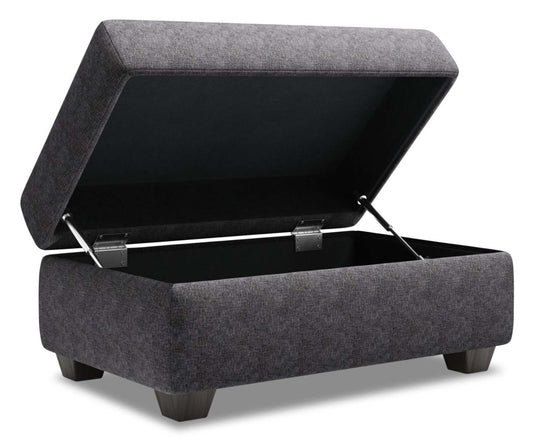 Fabriqué au Canada Pouf de rangement personnalisable The Trunk 39 en tissu de chenille - Gris Charcoal de luxe | Pouf de rangement The Trunk de Sofa Lab de 39 po fabriqué au Canada en tissu de chenille - gris Charcoal de luxe | TRUN2993