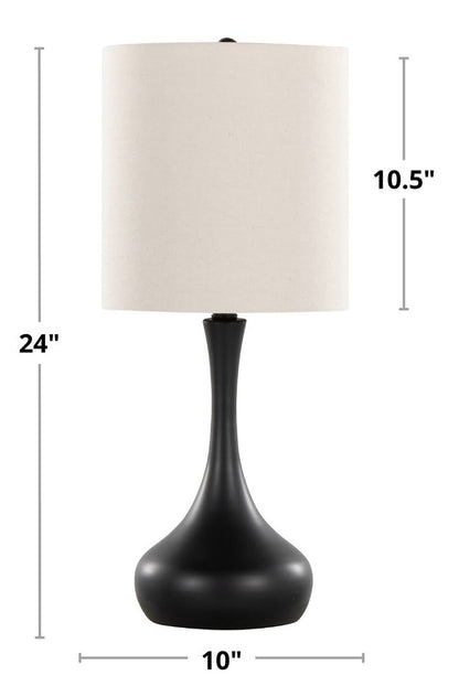 Polly 24 Matte Black Metal 2-Piece Set, with Two Table Lamps  | Ensemble 2 lampes de table Polly de 24 po en métal noir  | POLLY2PK