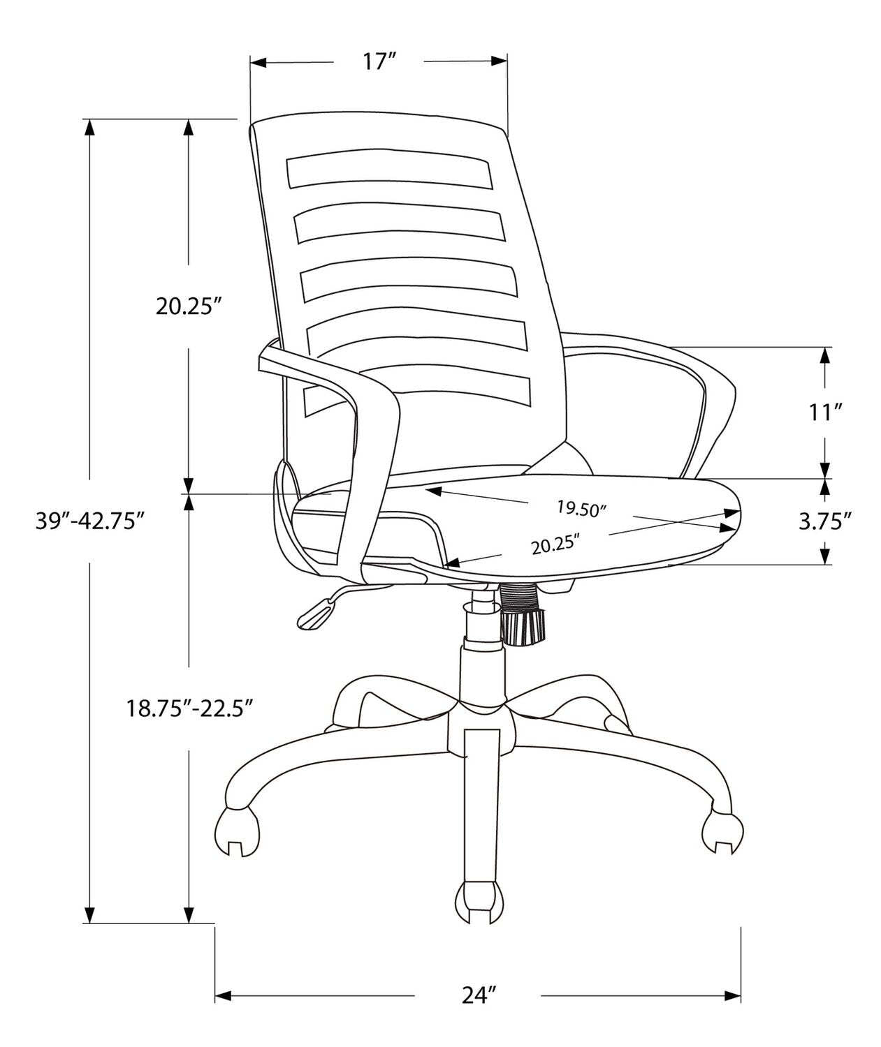 Felton 24 Office Chair - White with Grey Mesh|Chaise de bureau Felton de 24 po - blanche avec mailles grises