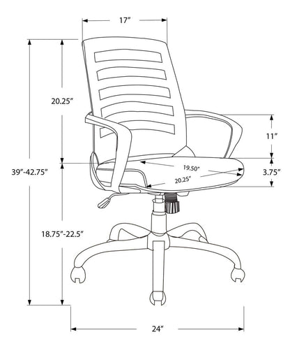 Felton 24 Office Chair - White with Grey Mesh|Chaise de bureau Felton de 24 po - blanche avec mailles grises