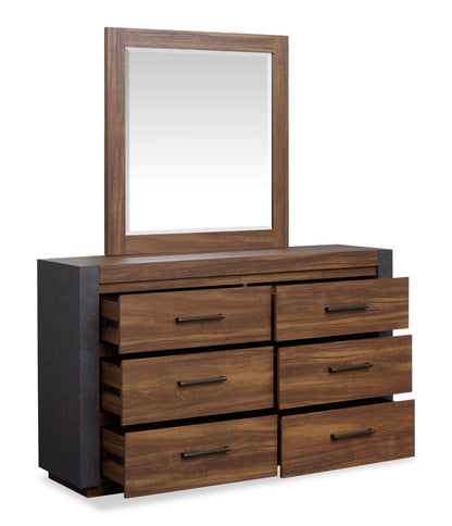 Commode Dante de 60 po (L) x 36 po (H) à 6 tiroirs pour la chambre à coucher - brune