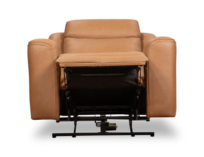Scott Living Prescott 42.5 Genuine Leather Power Reclining Chair with Power Headrest - Butternut Brown | Fauteuil inclinable électrique Prescott de Scott Living de 42,5 po en cuir véritable avec appuie-tête électrique - brun courge musquée