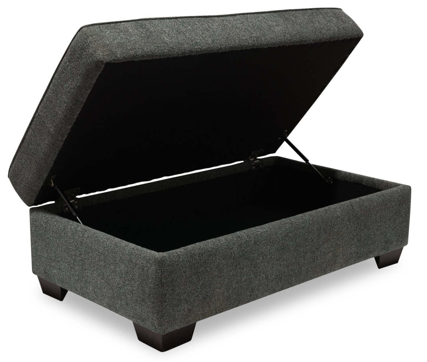 Made in Canada Verona 44 Linen-Look Fabric Storage Ottoman - Charcoal Grey | Pouf de rangement Verona de 44 po fabriqué au Canada en tissu d’apparence lin - gris anthracite