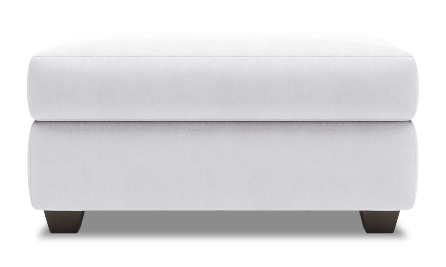 Fabriqué au Canada Pouf de rangement personnalisable The Trunk 39 en tissu d’apparence lin - blanc Pax Ice | Pouf de rangement The Trunk de Sofa Lab de 39 po fabriqué au Canada en tissu d’apparence lin - blanc Pax Ice | TRUN3449