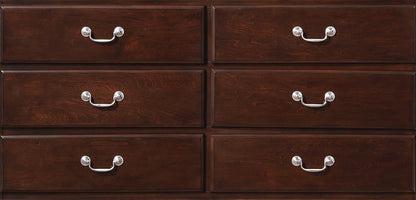 Commode à 6 tiroirs Marco pour chambre à coucher, 58 L x 35 H - Brun Cerise | Commode Marco de 58 po (l) x 35 po (H) à 6 tiroirs pour la chambre à coucher - brun cerisier