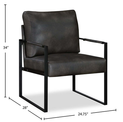 Fauteuil d'appoint en similicuir Nico 24.75 avec pieds en métal - Gris foncé | Fauteuil d'appoint Nico de 24,75 po en similicuir avec pattes en métal - gris foncé