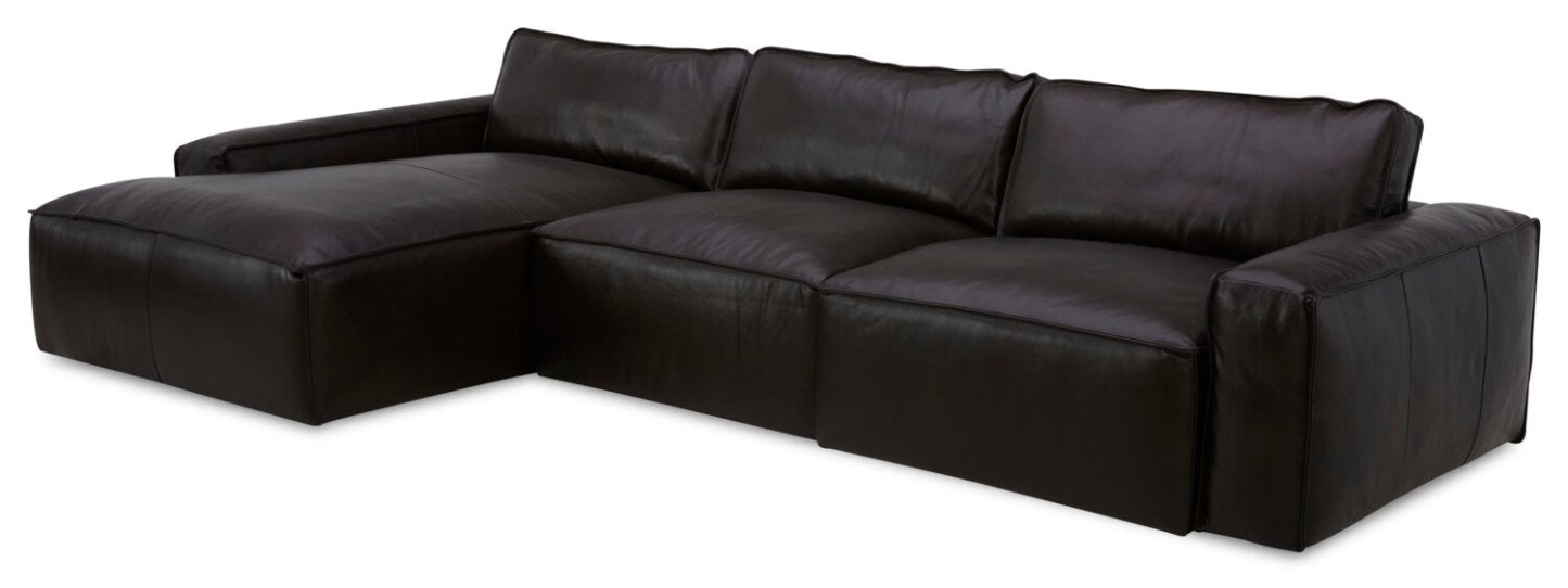 Sedona 3-Piece Genuine Leather Left-Facing Modular Sectional - Chocolate | Canapé sectionnel modulaire de gauche Sedona 3 pièces en cuir véritable - chocolat