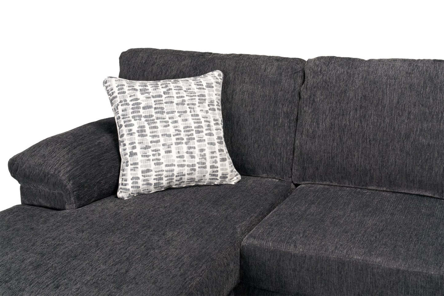 Fabriqué au Canada, canapé sectionnel en U de gauche Morgan 2 pièces en tissu de chenille avec coussins décoratifs - gris