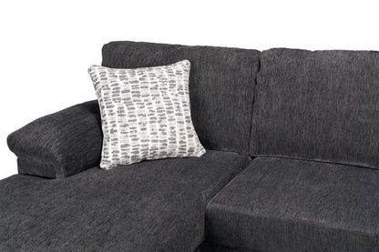 Fabriqué au Canada, canapé sectionnel en U de gauche Morgan 2 pièces en tissu de chenille avec coussins décoratifs - gris