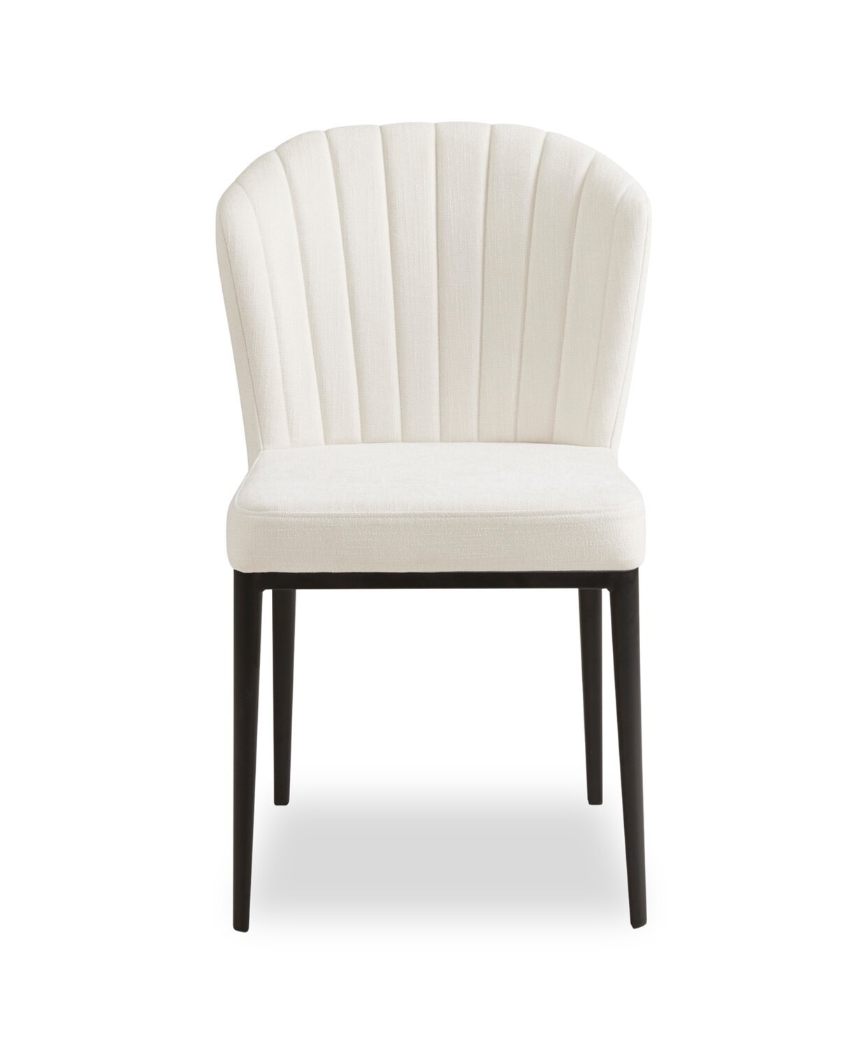 Zoe 5pc Dining Set with Table & 4 Chairs, Glass Top, Metal Geometric Base, 47W Round - Black & Ivory | Ensemble de salle à manger Zoe 5 pièces avec table ronde de 47 po (L), dessus en verre, base géométrique en métal et 4 chaises - noir et ivoire