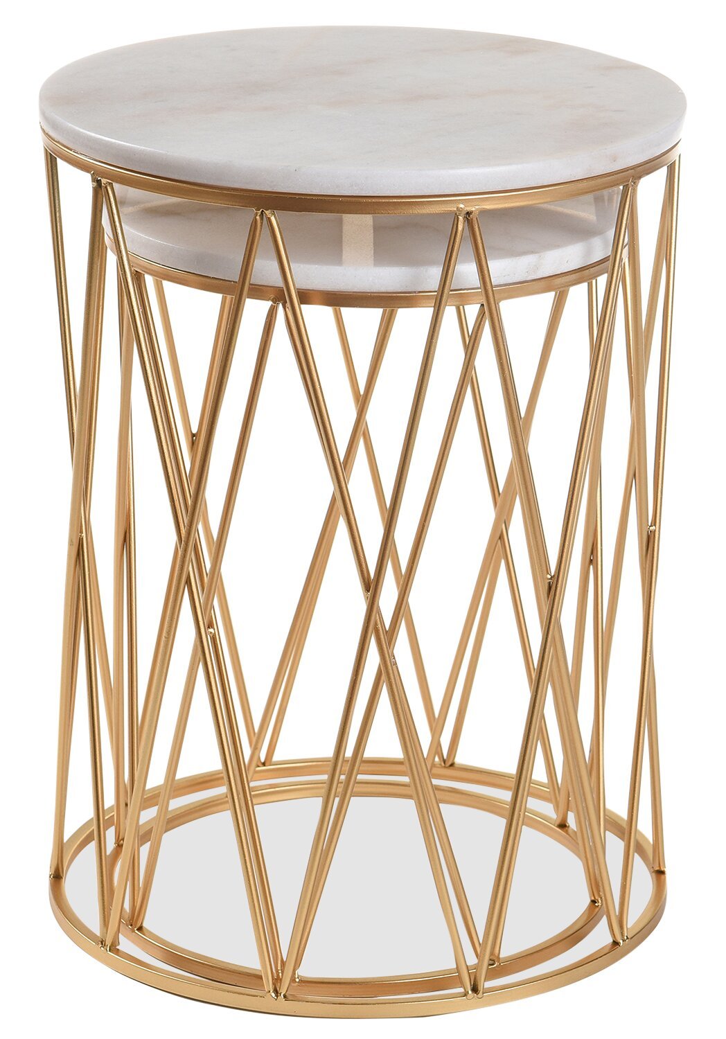 Dalilah 16 2-Pack Accent Table Package - Marbre blanc avec base dorée|Ensemble 2 tables d'appoint Dalilah de 16 po - marbre blanc avec base dorée