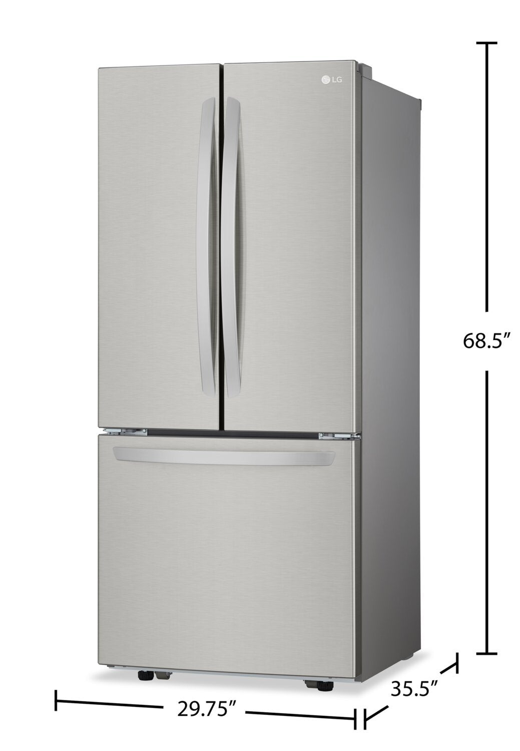 Réfrigérateur LG de 21,8 pi3 et de 30 po de profondeur standard à portes françaises - acier inoxydable - LFCS22520S  | LG 30 21.8 Cu. Ft. French Door Standard-Depth Refrigerator - Stainless Steel - LFCS22520S
