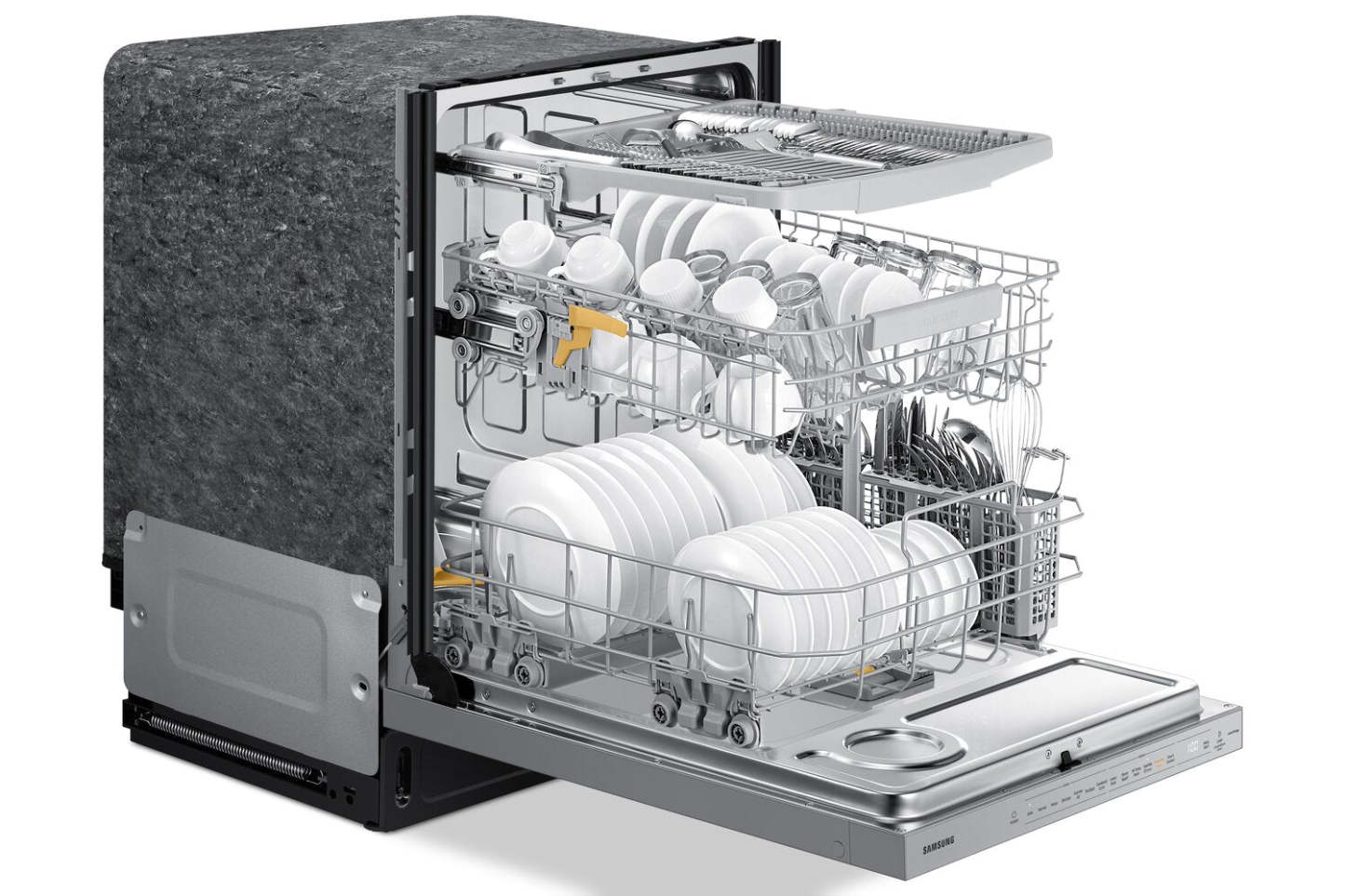 Lave-vaisselle encastré Samsung de 24 po à 42 dBA avec commandes sur le dessus et 3e panier - DW80B7070AP/AC | Samsung 24 42 dBA Built-In Top-Control Dishwasher with 3rd Rack - DW80B7…