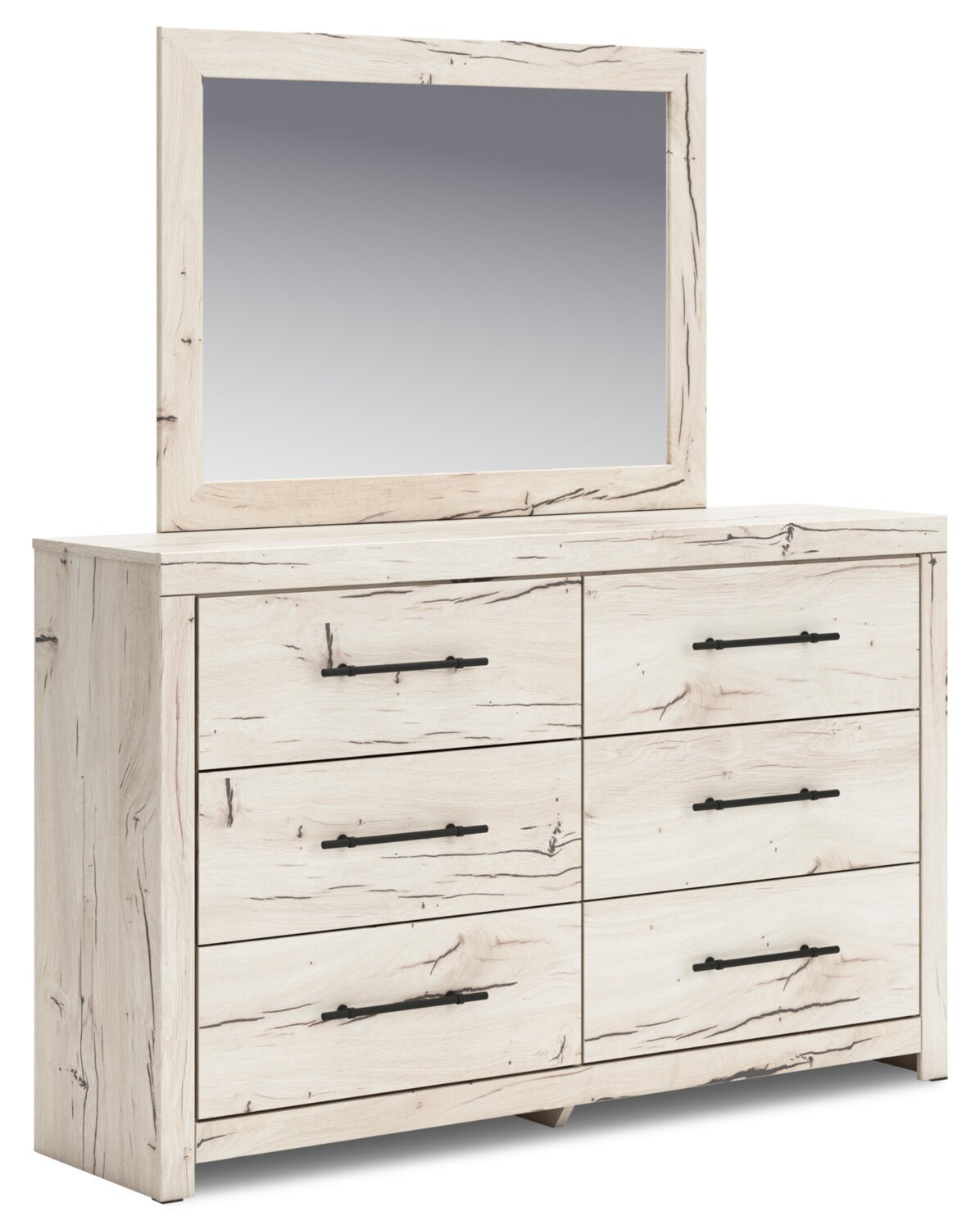 Commode à 6 tiroirs pour chambre à coucher Derekson, 58,7 L x 36,5 H - Blanc rustique | Commode de chambre à coucher Derekson de 58,7 po (L) x 36,5 po (H) à 6 tiroirs - blanc rustique