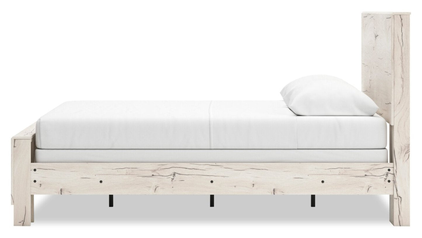 Lit à panneaux Derekson avec tête de lit et cadre, blanc rustique - Queen Size | Lit à panneaux Derekson avec tête de lit et cadre de lit, blanc rustique - format grand lit