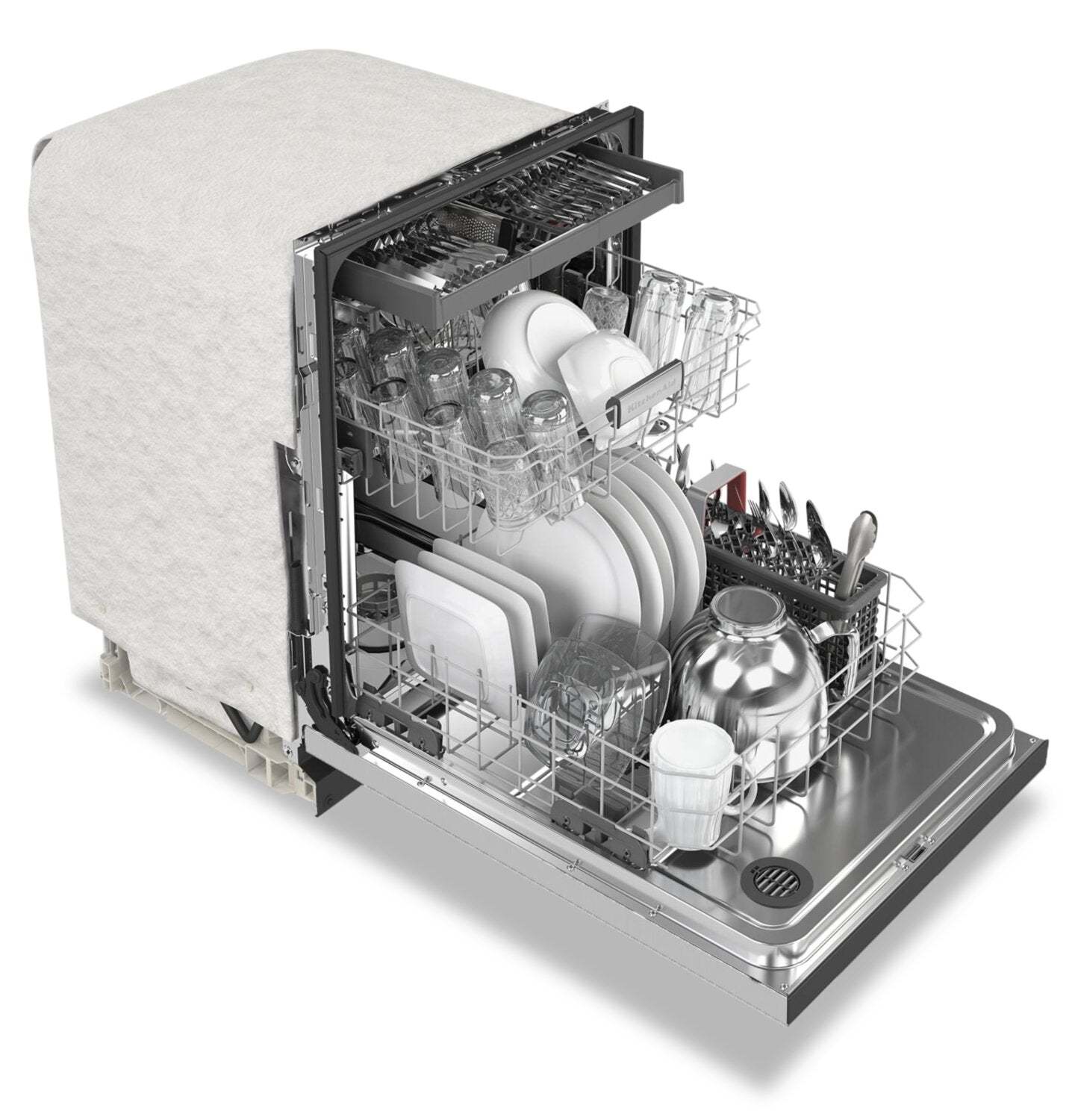 Lave-vaisselle encastré KitchenAid de 24 po et de 39 dBA avec commandes à l’avant et 3e panier - acier inoxydable PrintShield…